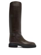 Khaite - Derby Leather Knee-high Boots - Womens - Dark Brown