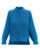 Sacai - Cape-sleeve Cotton-blend Sweater - Womens - Blue