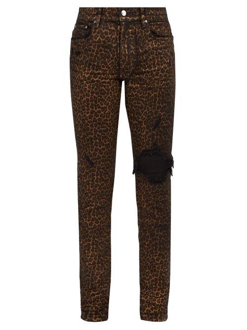 Matchesfashion.com Amiri - Foiled Leopard Print Slim Leg Jeans - Mens - Multi