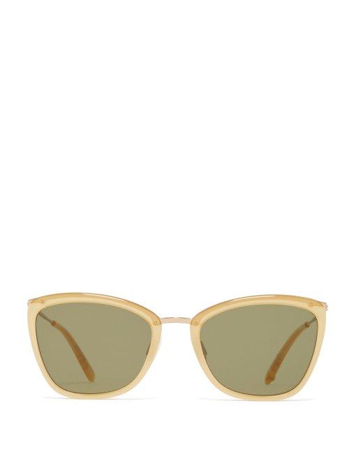 Matchesfashion.com Garrett Leight - Louella Cat Eye Actate Sunglasses - Womens - Green Multi