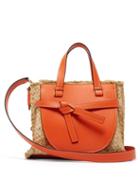 Matchesfashion.com Loewe - Gate Small Leather And Raffia Top Handle Bag - Womens - Orange Multi
