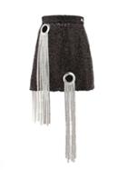 Matchesfashion.com Germanier - Chainmail-tassel Sequinned Mini Skirt - Womens - Black