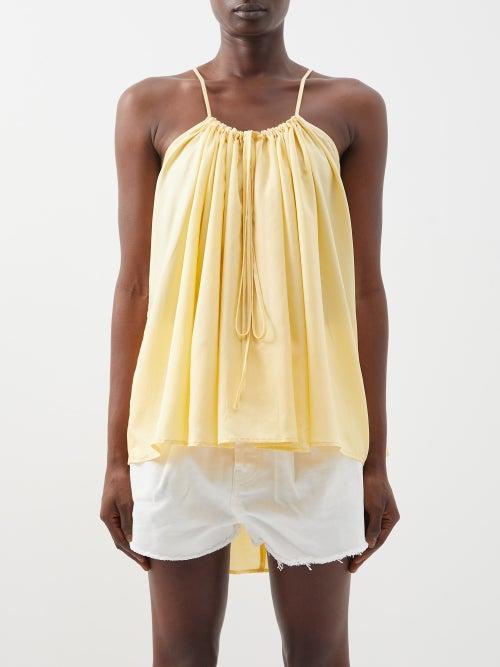 Raey - Adjustable-front Cotton-blend Cami - Womens - Yellow