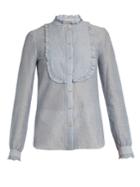 Vanessa Bruno Engel Ruffled-bib Striped Cotton-blend Shirt