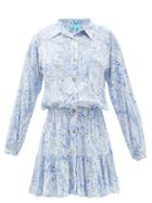 Ladies Beachwear Melissa Odabash - Gianna Azzuro-print Twill Mini Shirt Dress - Womens - Blue Multi