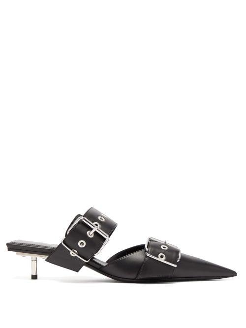 Matchesfashion.com Balenciaga - Belt Buckled Leather Mules - Womens - Black