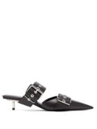 Matchesfashion.com Balenciaga - Belt Buckled Leather Mules - Womens - Black