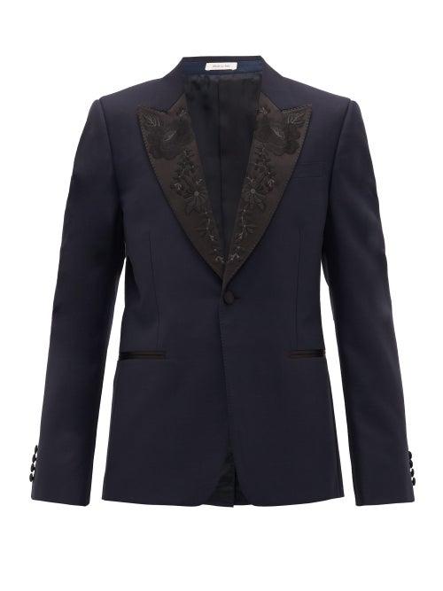 Matchesfashion.com Alexander Mcqueen - Silk-trimmed Wool And Mohair-blend Tuxedo Jacket - Mens - Navy