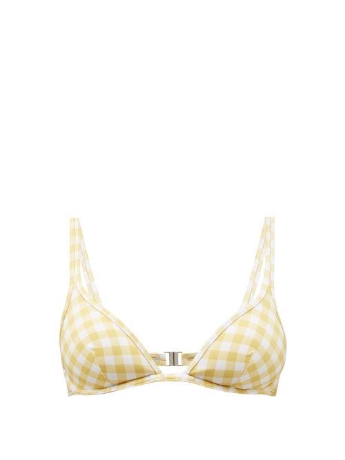 Matchesfashion.com Ephemera - Gingham Underwired Recycled Fibre-blend Bikini Top - Womens - Yellow Multi