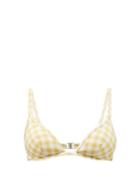 Matchesfashion.com Ephemera - Gingham Underwired Recycled Fibre-blend Bikini Top - Womens - Yellow Multi