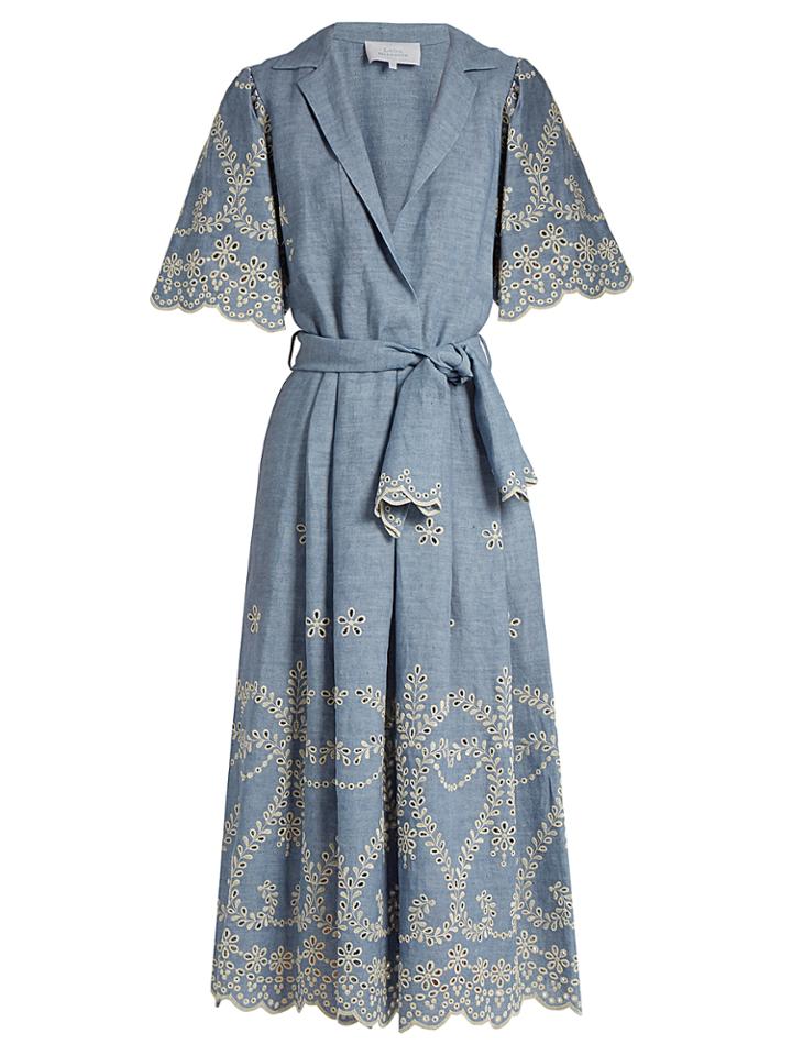 Luisa Beccaria Broderie-anglaise Linen-blend Dress