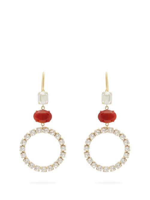 Matchesfashion.com Isabel Marant - Crystal Embellished Hoop Earrings - Womens - Red