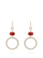 Matchesfashion.com Isabel Marant - Crystal Embellished Hoop Earrings - Womens - Red