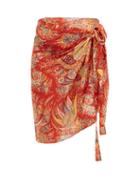 Matchesfashion.com Etro - Paisley-print Cotton-blend Voile Sarong - Womens - Orange Multi