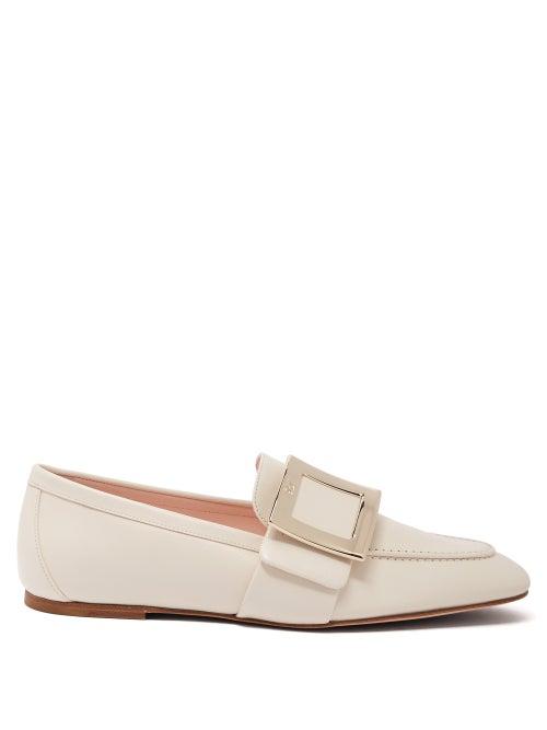 Roger Vivier - Buckle-embellished Leather Loafers - Womens - White