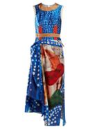 Matchesfashion.com Marni - Polka Dot Silk Twill Midi Dress - Womens - Blue Multi
