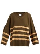 Matchesfashion.com Barrie - Fancy Coast Striped Cashmere Sweater - Womens - Green Multi