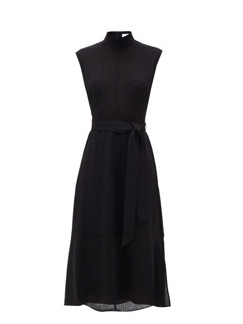 Matchesfashion.com Cefinn - Etta High-neck Belted Dress - Womens - Black