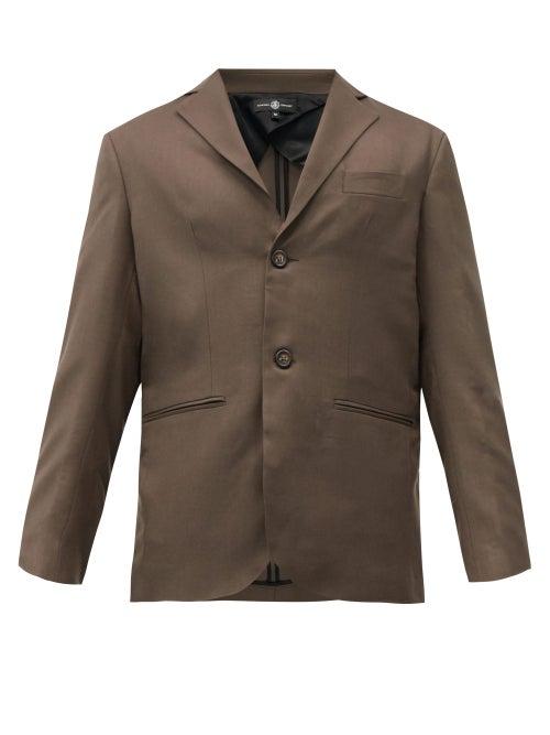 Mens Rtw Edward Crutchley - Single-breasted Wool Jacket - Mens - Brown