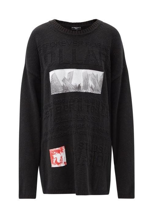 Matchesfashion.com Raf Simons - Ss02 Teenage Riot Appliqu Cotton Sweater - Womens - Black