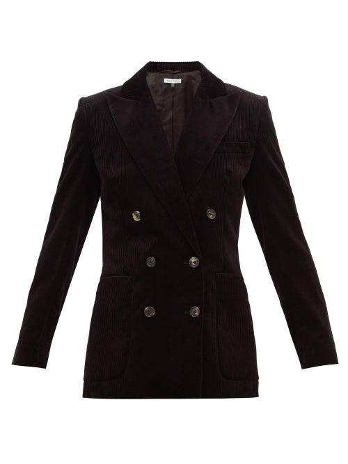 Matchesfashion.com Bella Freud - Bianca Double Breasted Cotton Corduroy Blazer - Womens - Black