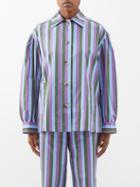 Caro Editions - Fleur Striped Cotton Shirt - Womens - Blue Multi