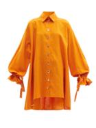 Matchesfashion.com Halpern - Tie-cuff Belted Linen-blend Shirt Dress - Womens - Orange
