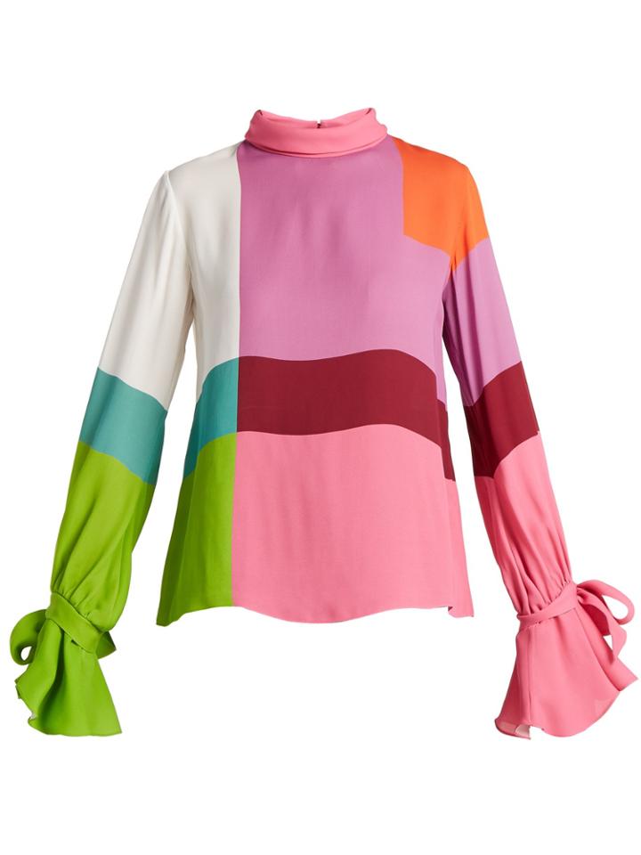 Mary Katrantzou Freda Colour-block Crepe Blouse