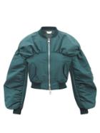 Alexander Mcqueen - Cropped Gathered-faille Bomber Jacket - Womens - Green