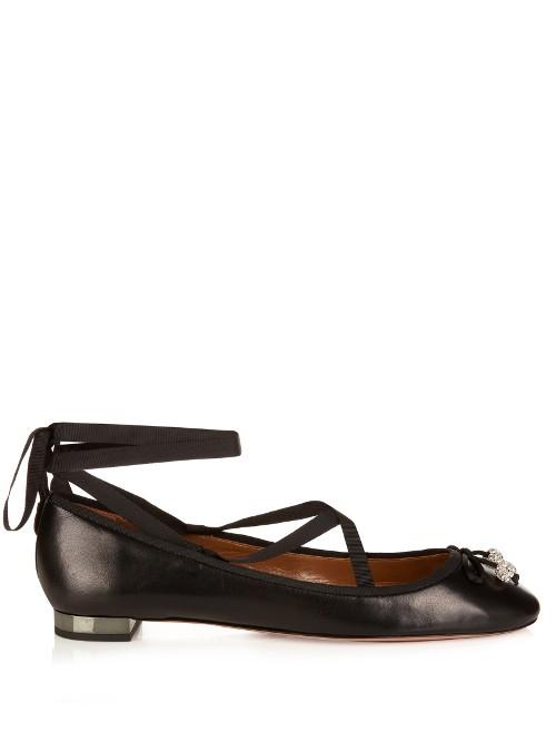 Aquazzura Very Ballerina Crystal-embellished Flats