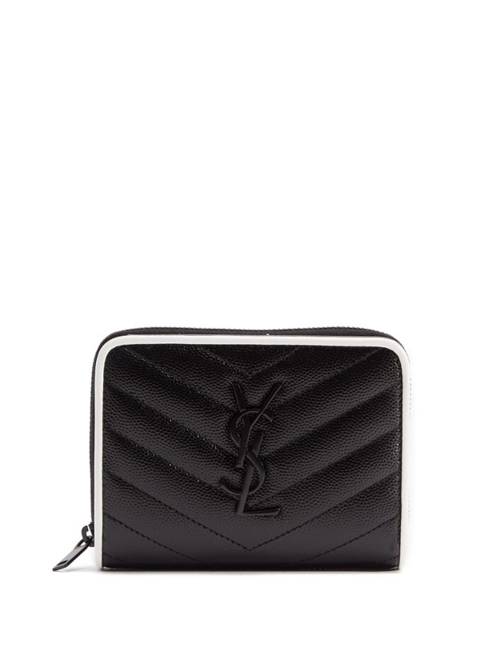 Saint Laurent Monogramme Quilted Pebbled-leather Wallet