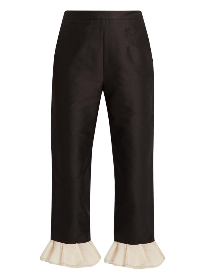 Isa Arfen Ruffled-hem Cropped Trousers
