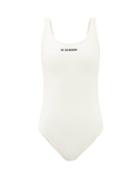 Jil Sander - Logo-print Scoop-neck Swimsuit - Womens - Ivory Black