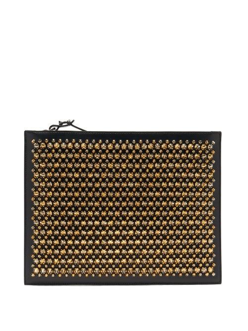 Matchesfashion.com Christian Louboutin - Pif Paris Studded Leather Pouch - Mens - Black Multi