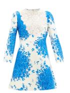 Matchesfashion.com Valentino - Delft-print Wool-blend Mini Dress - Womens - Blue White