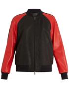 Neil Barrett Lightning Bolt Leather Bomber Jacket