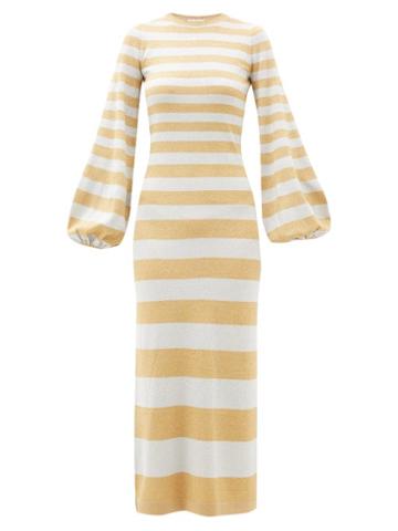 Matchesfashion.com Bella Freud - Susie Bell Metallic-stripe Maxi Dress - Womens - Silver Gold