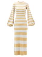 Matchesfashion.com Bella Freud - Susie Bell Metallic-stripe Maxi Dress - Womens - Silver Gold