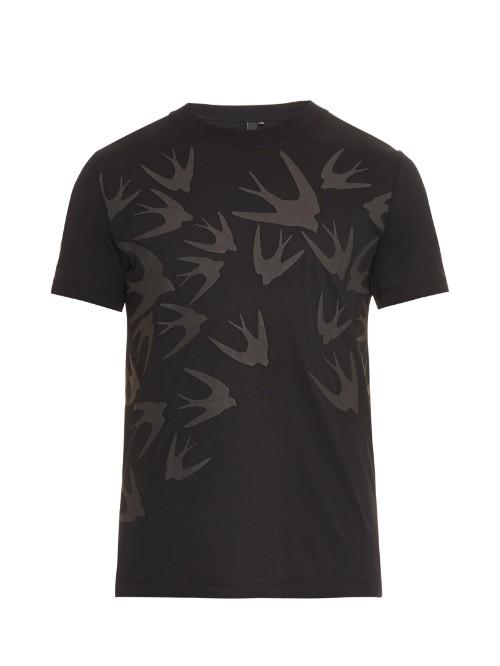 Mcq Alexander Mcqueen Rubber-effect Swallow-print T-shirt