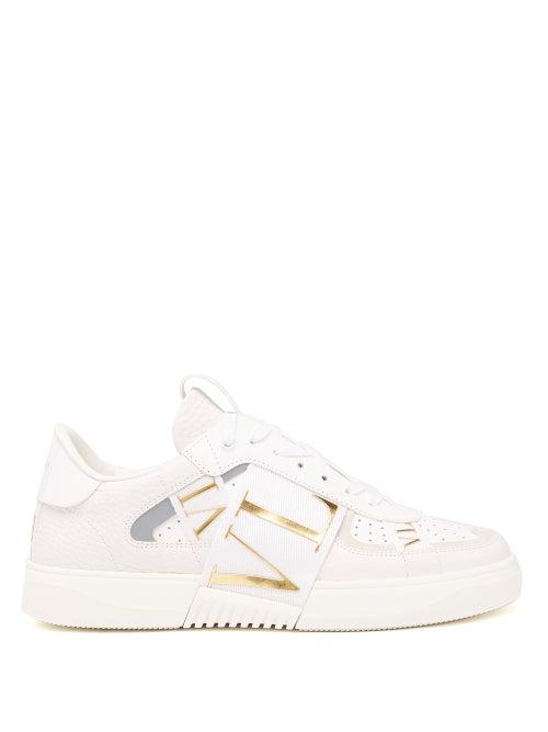 Matchesfashion.com Valentino Garavani - Vltn Grained-leather Trainers - Womens - White Gold