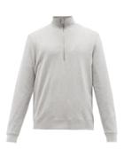 Sunspel - Zipped High-neck Cotton-jersey Sweater - Mens - Grey