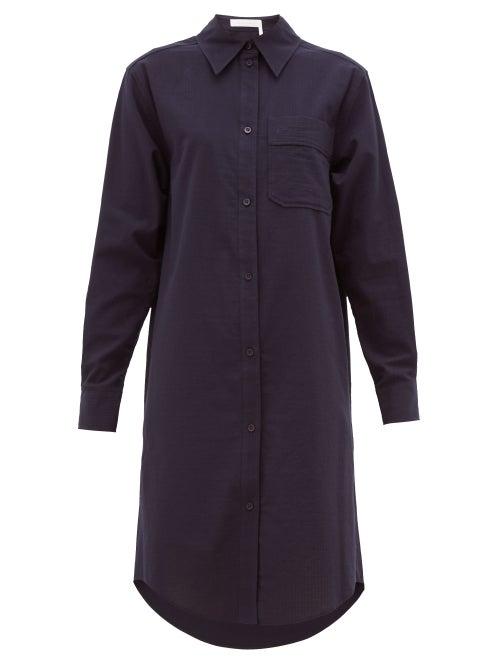 Matchesfashion.com See By Chlo - Striped Cotton Shirt Dress - Womens - Dark Navy