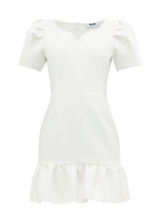 Matchesfashion.com Msgm - Sweetheart Neckline Crepe Mini Dress - Womens - White