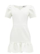 Matchesfashion.com Msgm - Sweetheart Neckline Crepe Mini Dress - Womens - White