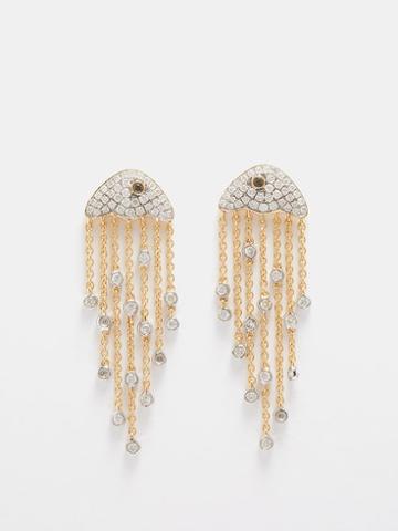Yvonne Leon - Jellyfish Diamond & 18kt Gold Earrings - Womens - Gold Multi