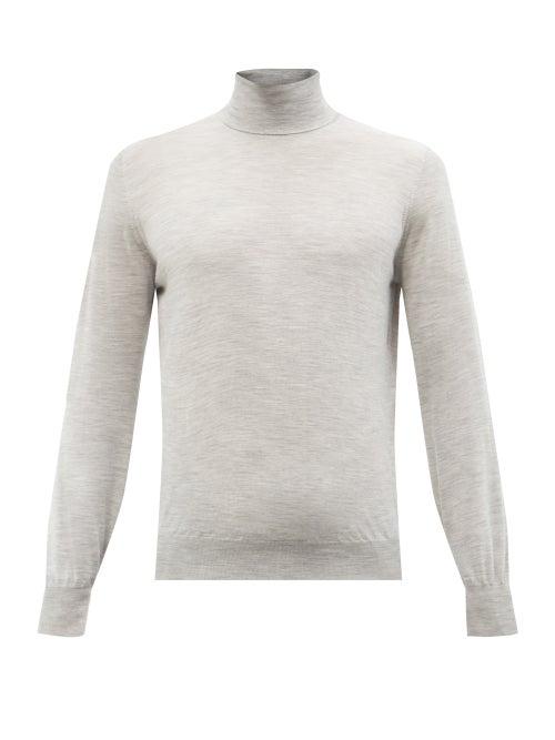 Brunello Cucinelli - Wool-blend Roll-neck Sweater - Mens - Light Grey