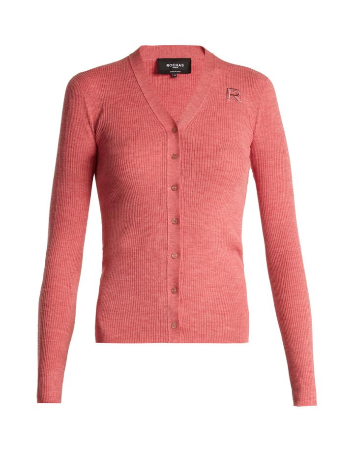 Rochas Logo-appliqu Wool Cardigan