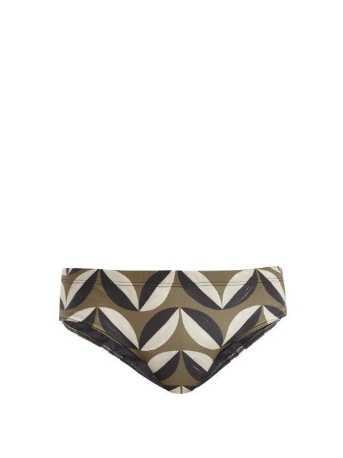 Matchesfashion.com Commas - Pavilion Tile-print Swim Briefs - Mens - Khaki Multi