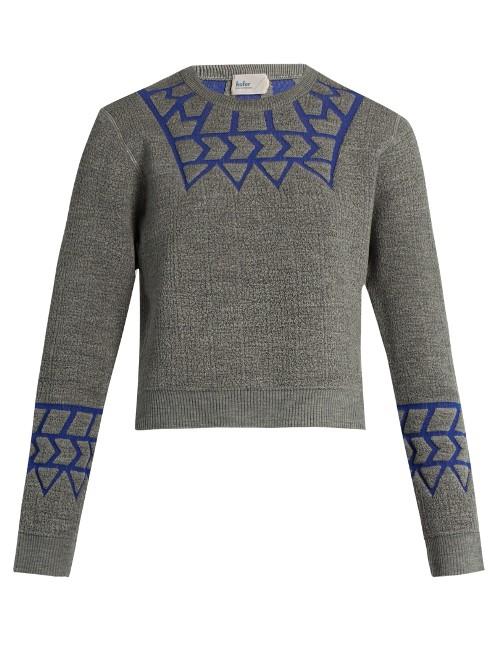 Kolor Geometric-intarsia Long-sleeved Sweater