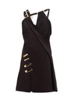 Matchesfashion.com Versace - Baroque Safety Pin Draped Satin Mini Dress - Womens - Black Multi